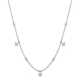 Sterling Shimmer Sterling Silver Rhodium-Rhodium-Plated 16 inch 7 Stone 7 Star Stations CZ Necklace with 2 inch extender